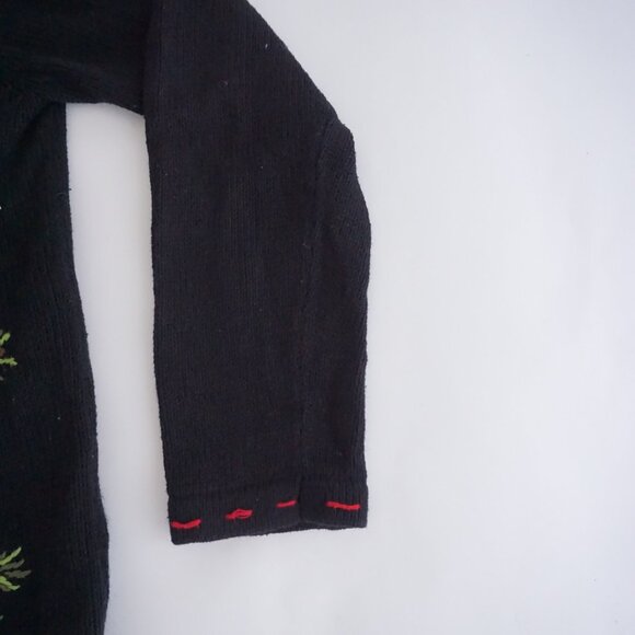 Vintage White Stag Black Cardinal Cardigan Festive Ugly Christmas Cardigan XL - Picture 3 of 10